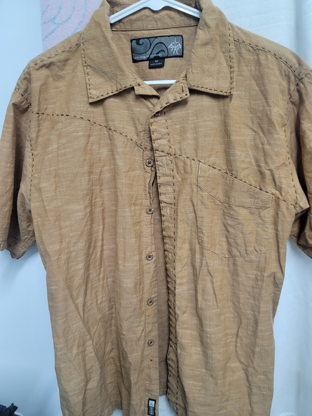 Prana Men's Short-Sleeve Button-Down Shirt in Tan
